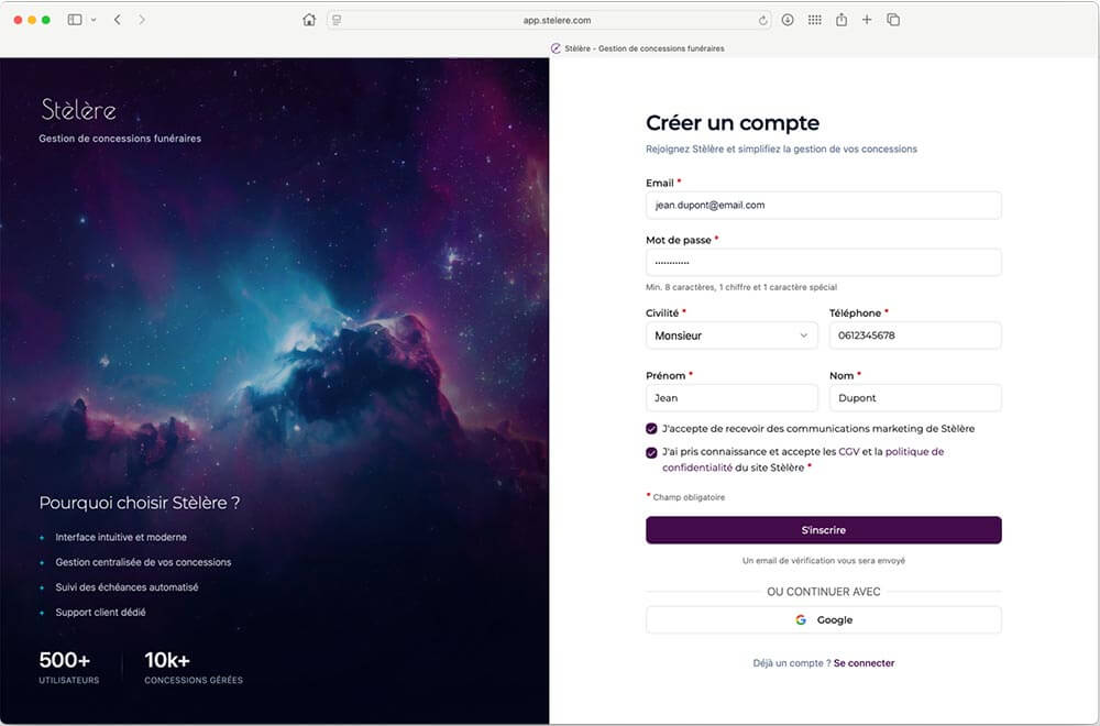Mode d'emploi pour inscription et gestion de sa concession funéraire sur Stèlère